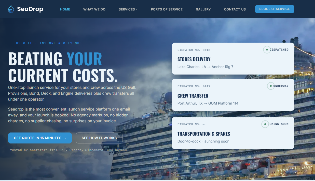Sea Drop Marine website preview