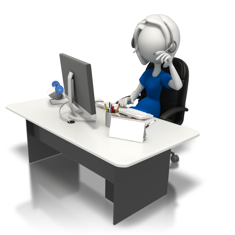 Telemarketing agent making sales calls with headset